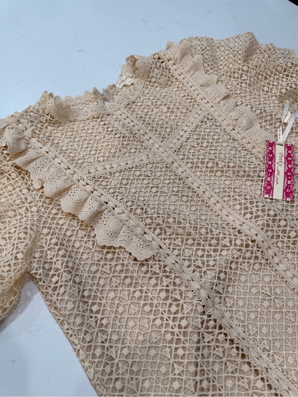 NWT – Pinky by Ultra Pink – Off White Crochet Top – Large - Picture 2 of 7